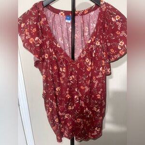 Old Navy Floral Burgundy Blouse